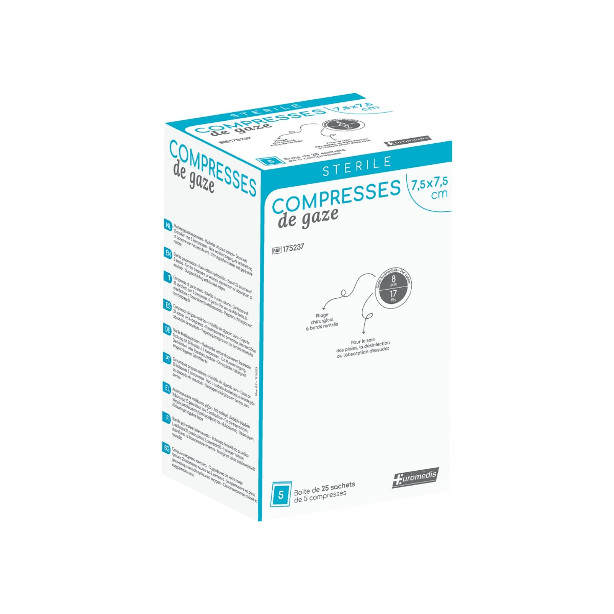 Compresses de gaze 8 plis stériles