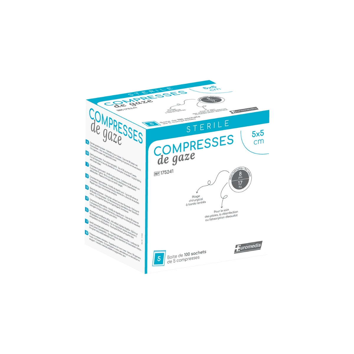 Compresses de gaze 8 plis stériles