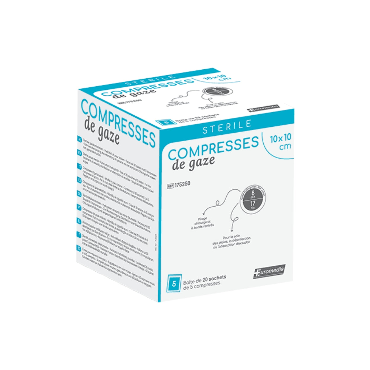 Compresses de gaze 8 plis stériles