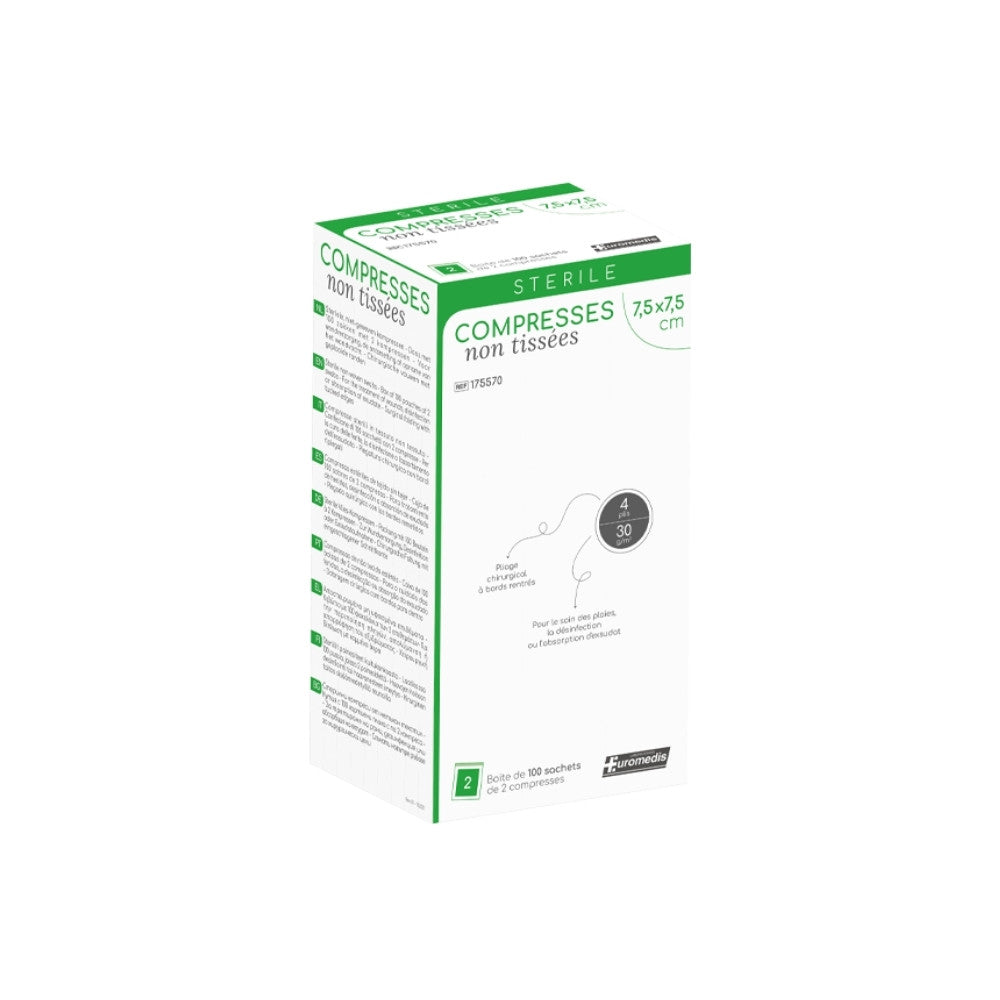 Compresses non tissées 4 plis stériles