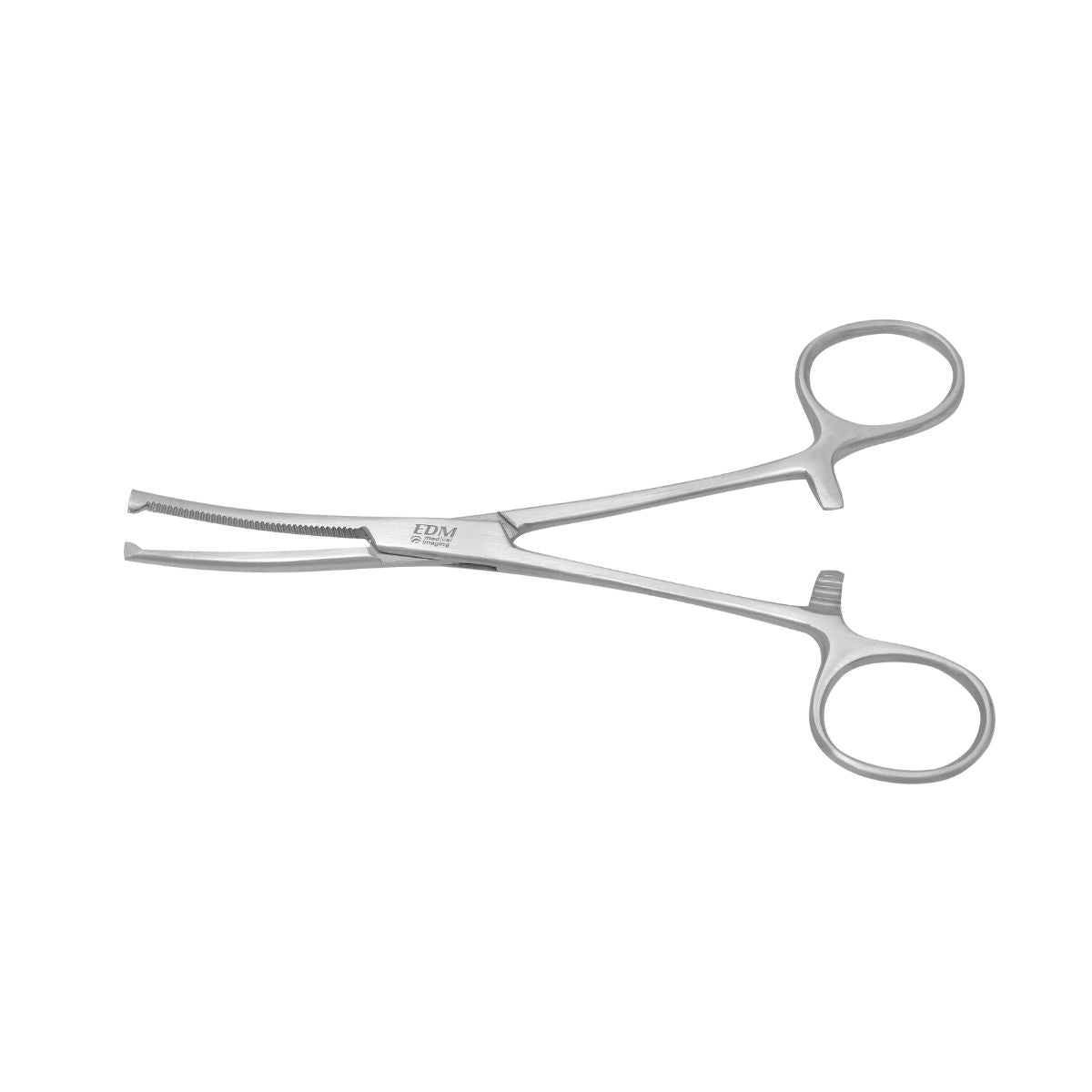 Pince Kocher courbée avec griffes – métal, 140 mm, usage unique, à crans