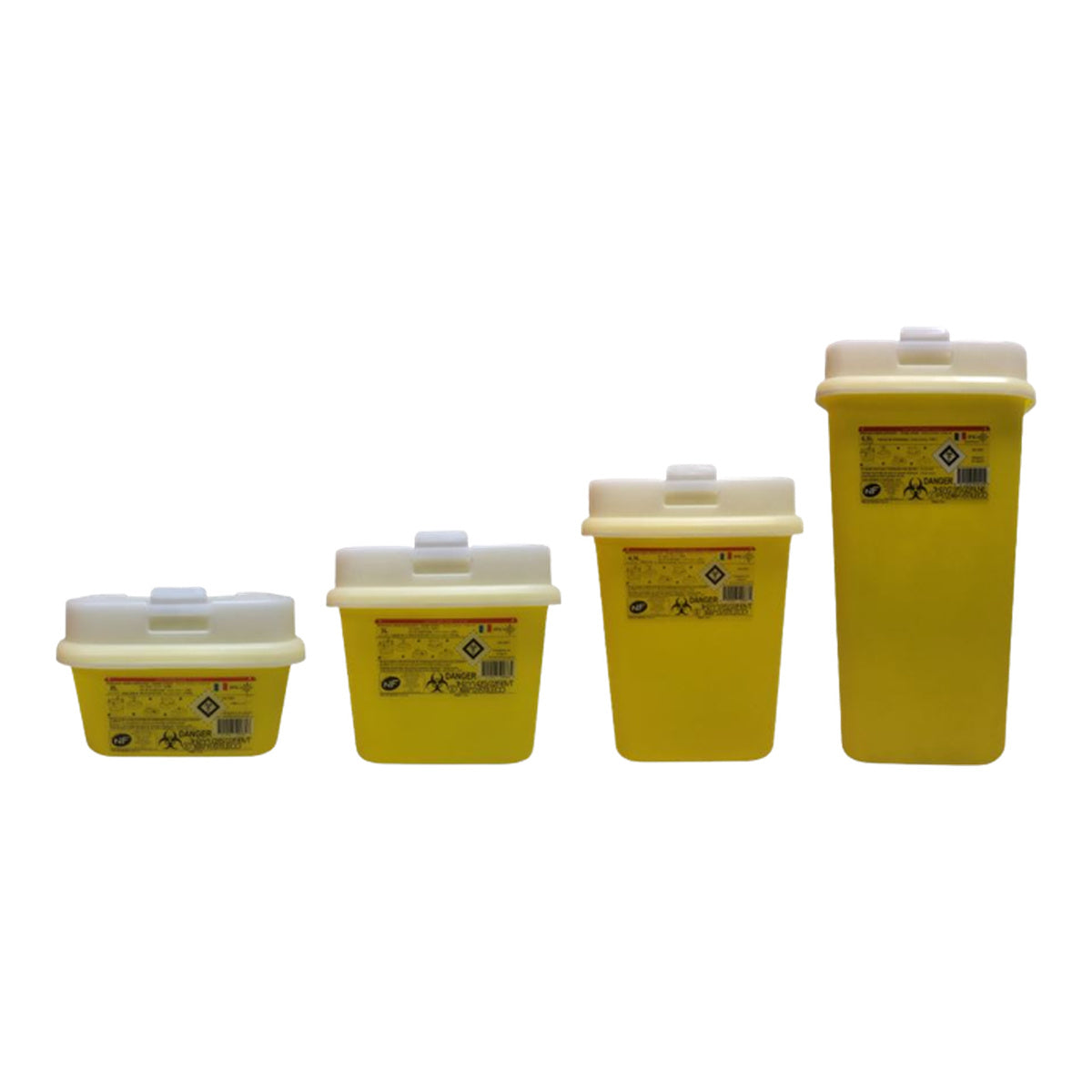 Collecteur DASRI Stil'Eco Pacto+, les quatre contenances : 2 L, 3 L, 4,5 L et 6,5 L