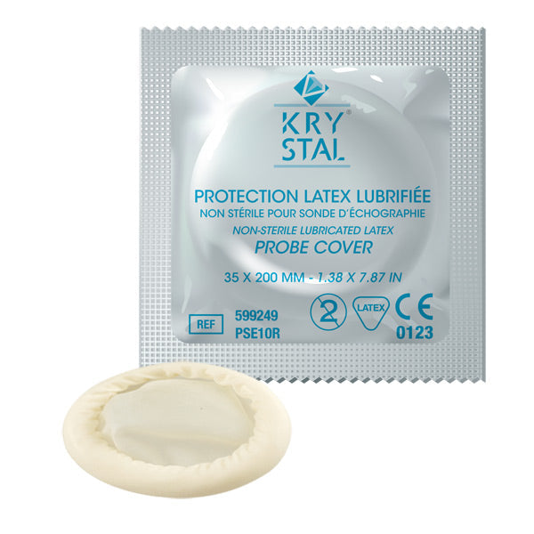 Protection de sonde endocavitaire en latex, lubrifiée ou non lubrifiée
