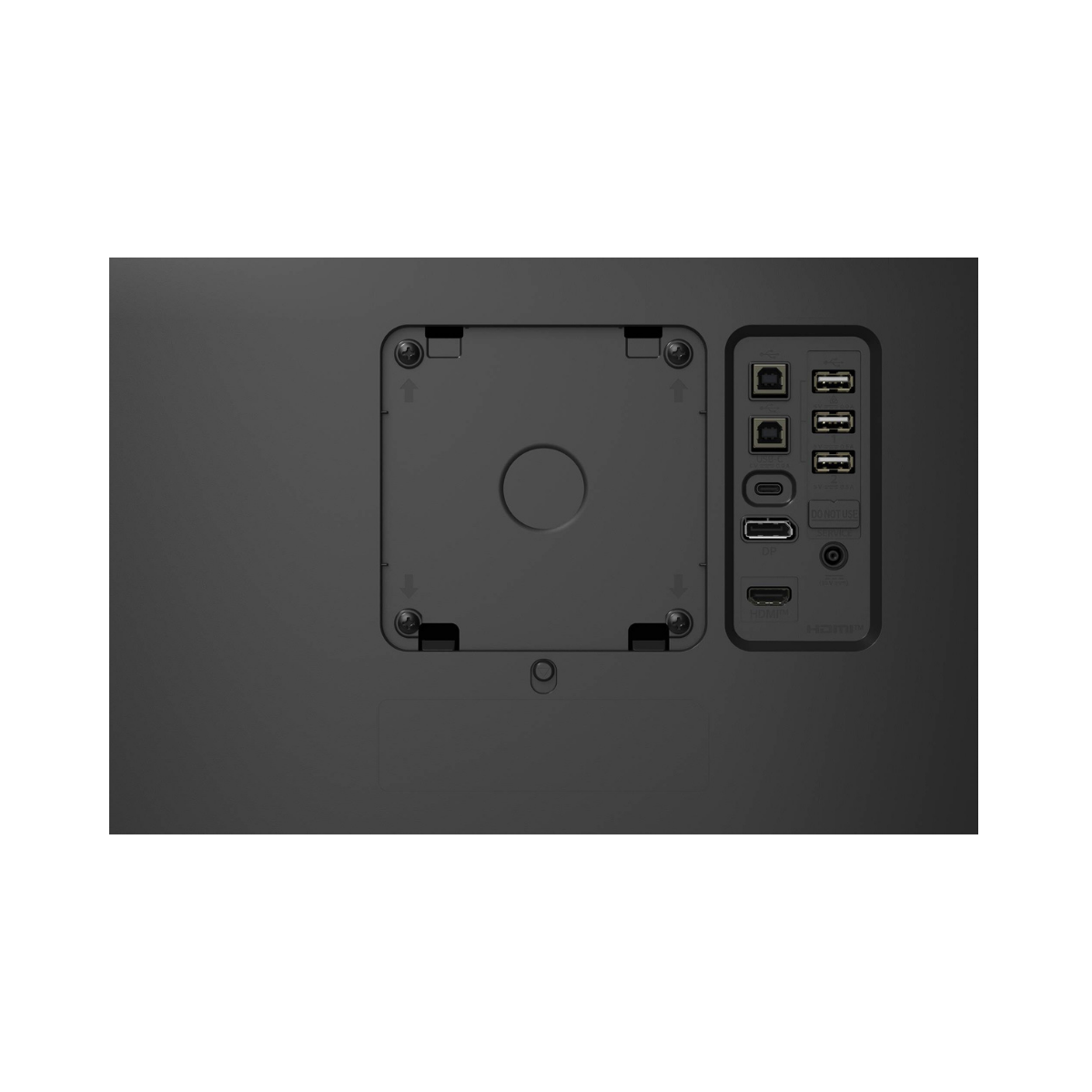 Connectique arrière du LG 27HS713C, ports USB-C, DisplayPort, HDMI et USB 2.0