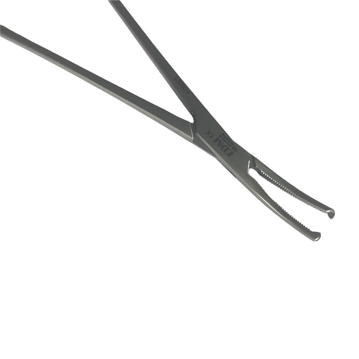 Pince hémostatique de Halstead en acier inoxydable réutilisable - Courbée, avec griffes - focus sur l'embout