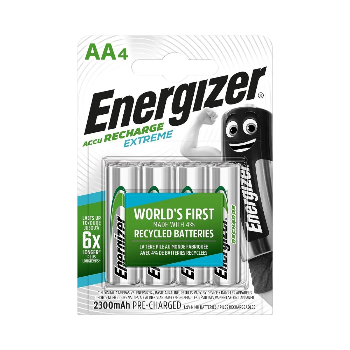 Blister de 4 piles rechargeables AA HR6 1,2 V Energizer