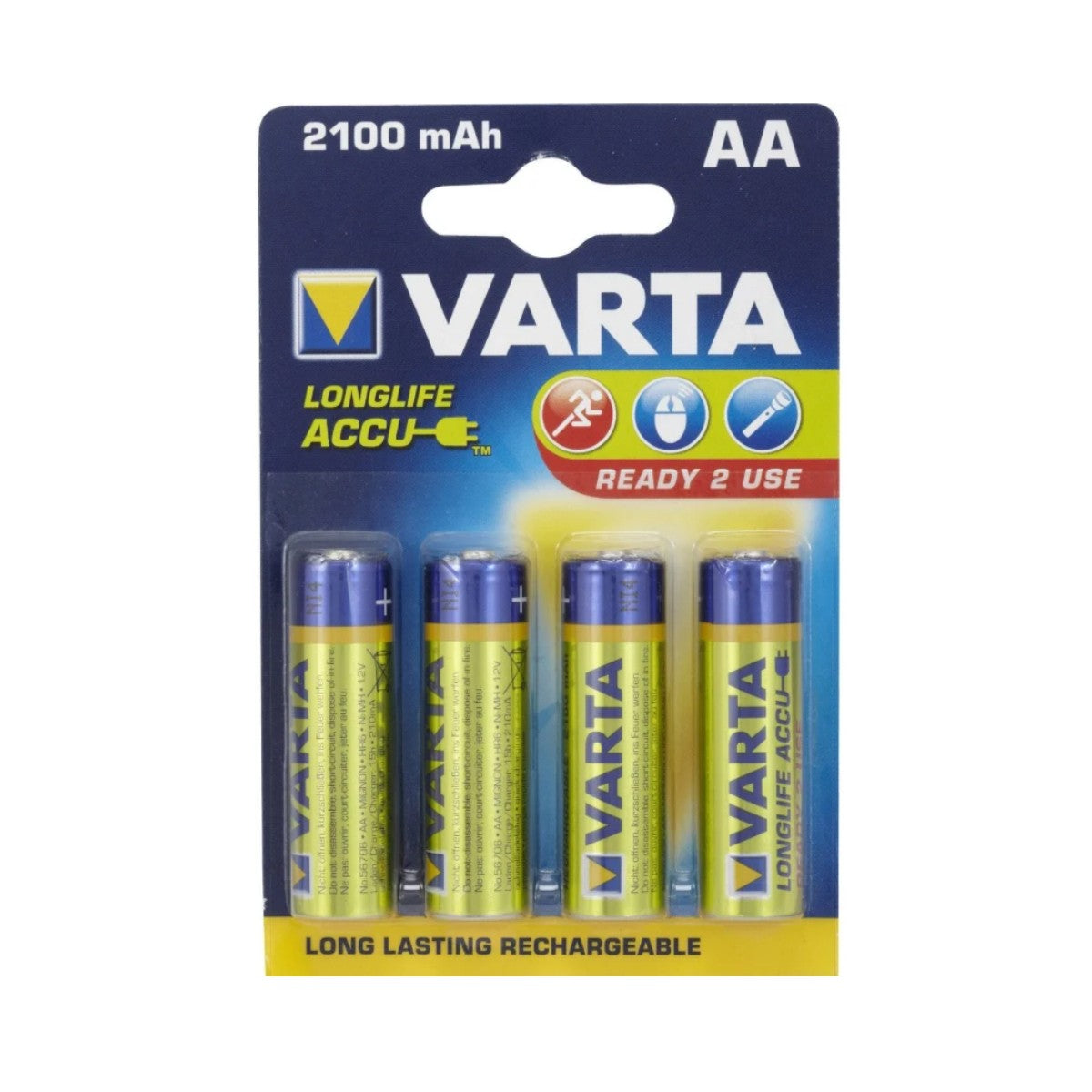 Blister de 4 piles rechargeables AA HR6 1,2 V Varta Longlife Accu