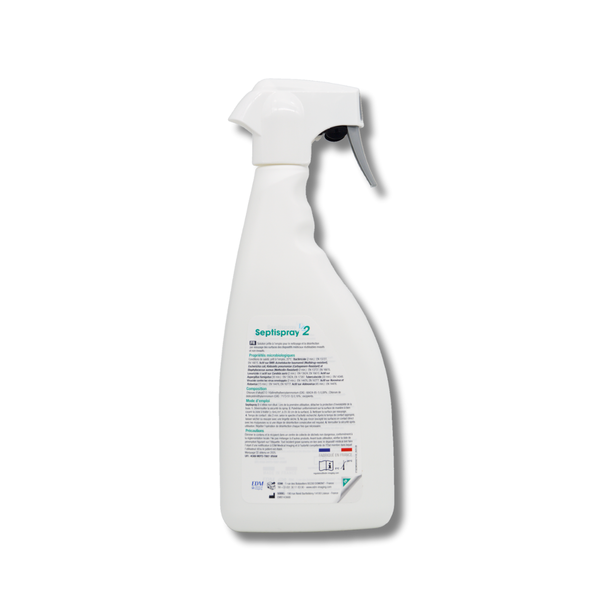 SEPTISPRAY 2 750 ml vue arrière avec informations réglementaires