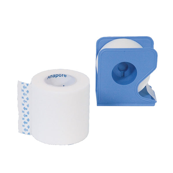 Rouleau de sparadrap microporeux Anapore avec son dévidoir bleu – vue produit