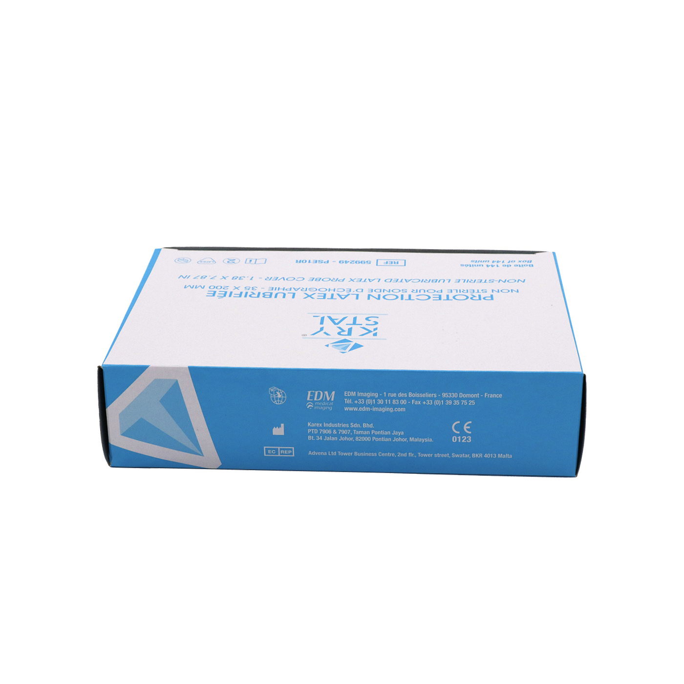Boîte fermée de 144 protections de sonde endocavitaire latex KRYSTAL COVER lubrifiées
