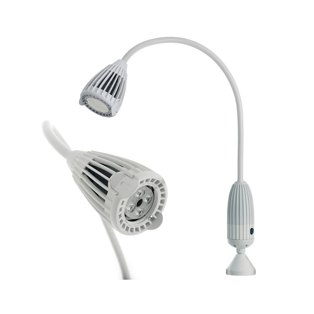 Module Luxiflex LED 8 W avec bras flexible et tête ventilée, adapté aux montages fixes.