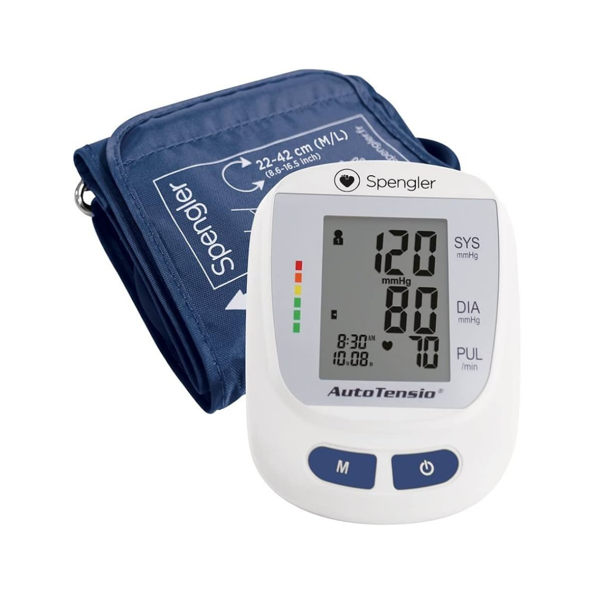 Tensiomètre électronique de bras automatique avec brassard M/L 22–42 cm, compatible brassard S 16–24 cm.