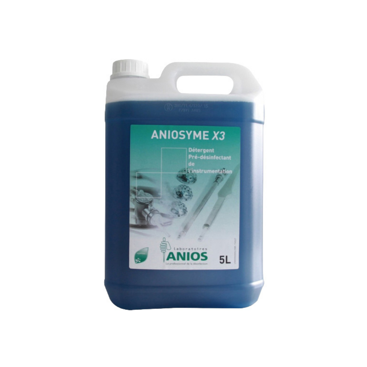 Bidon 5 litres ANIOSYME X3, solution enzymatique de nettoyage renforcé et pré-désinfection, dilution 0,5 %
