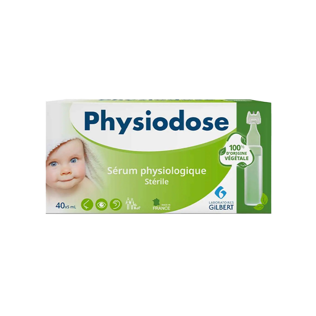 Boîte de sérum physiologique végétal en unidoses stériles 5 mL (40 doses)